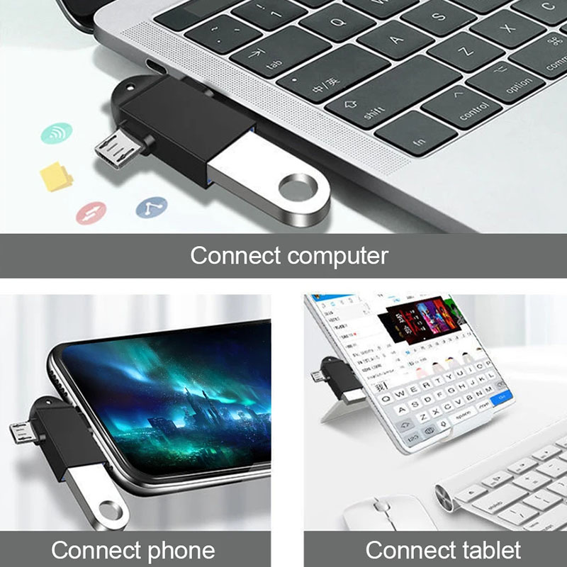 Adattatore OTG 2-in-1 USB-C E Micro USB A USB 3.0 – Trasferimento 5Gbps, Confezione Da 2