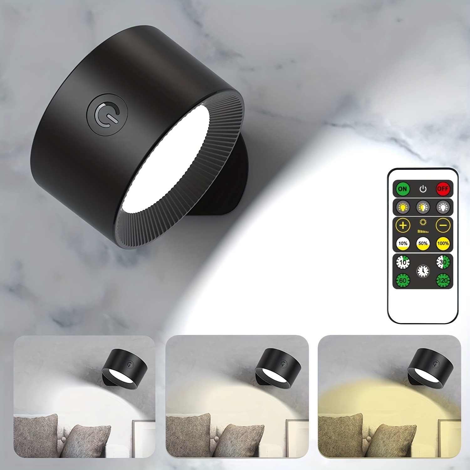 Arandela LED Sem Fio Recarregável-360 ° Rotativo , Regulável ...