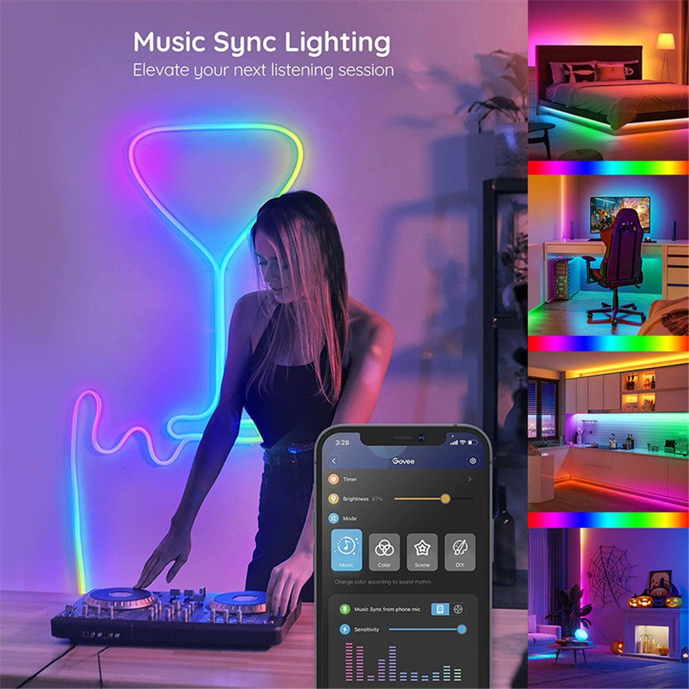 Luz RGB 5050 LED Bluetooth Fita Remota Decoração Para Sala String PC TV ...