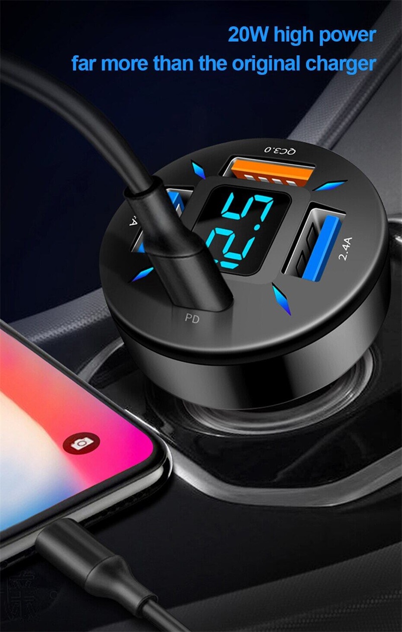 Feegar Rush Chargeur de téléphone de Voiture Rapide 12-24V 3xUSB 9A QC3
