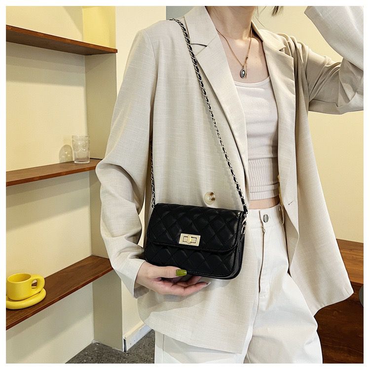 Saco Quadrado Feminino de Ombro 2024 Novo Estilo Solid Color Rhombus ...