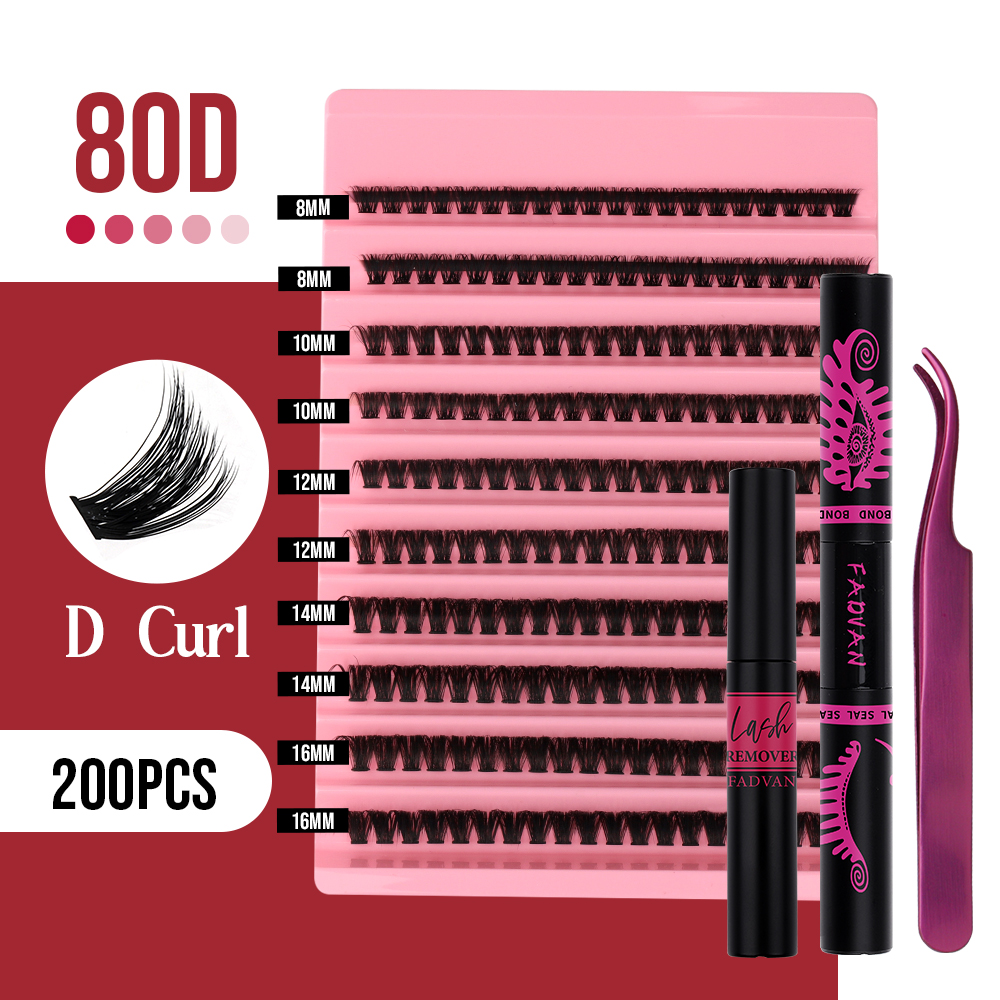 FADVAN 200 Fãs DIY clusters Cílios Extensão dos cílios 20D 30D 40D 80D ...