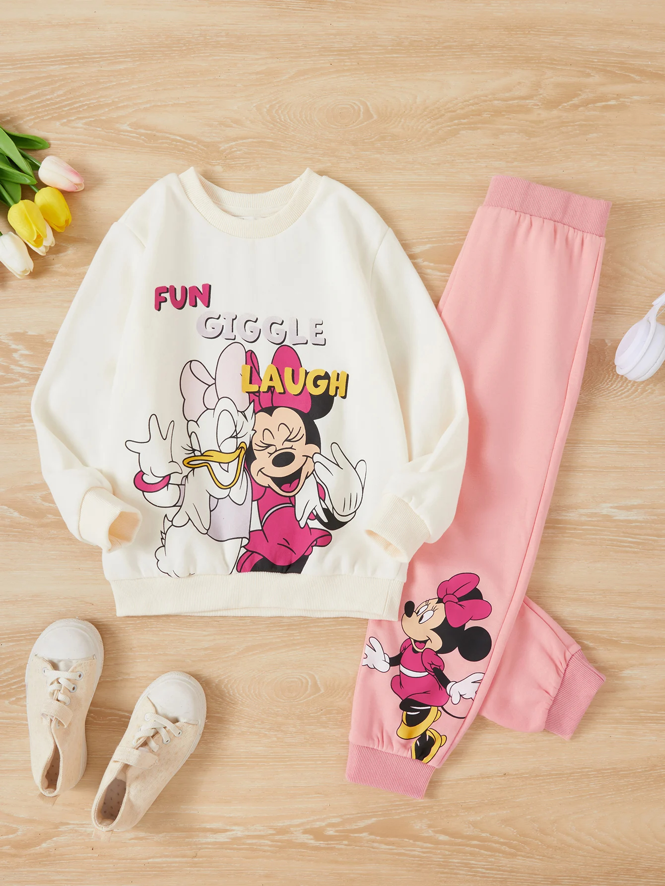 Conjunto Meninas Doce Primavera Outono Crianças Casual Minnie Mouse ...