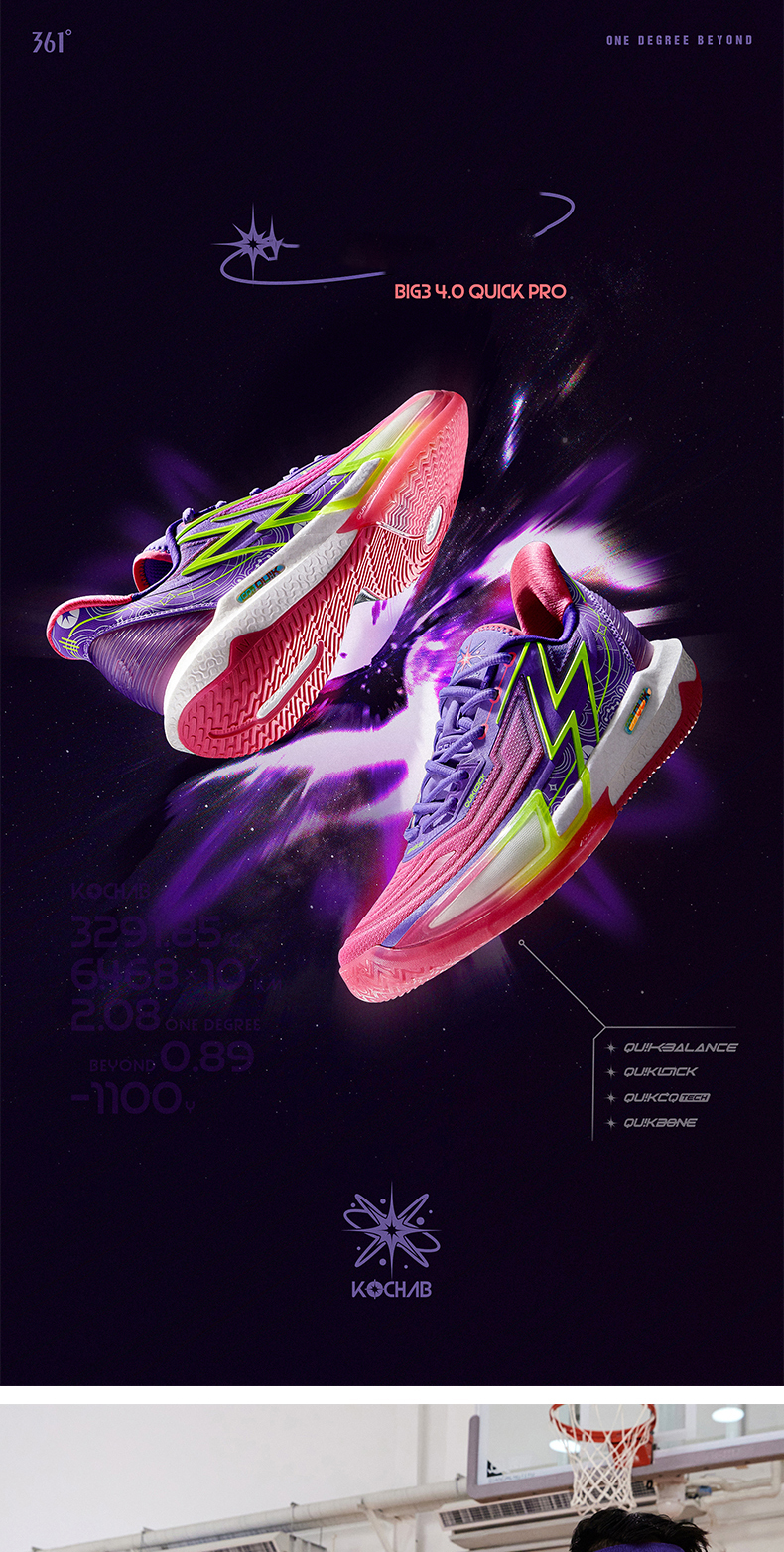 361 Graus Big3 4.0 Quick Pro Men Sapatos De Basquetebol Homens