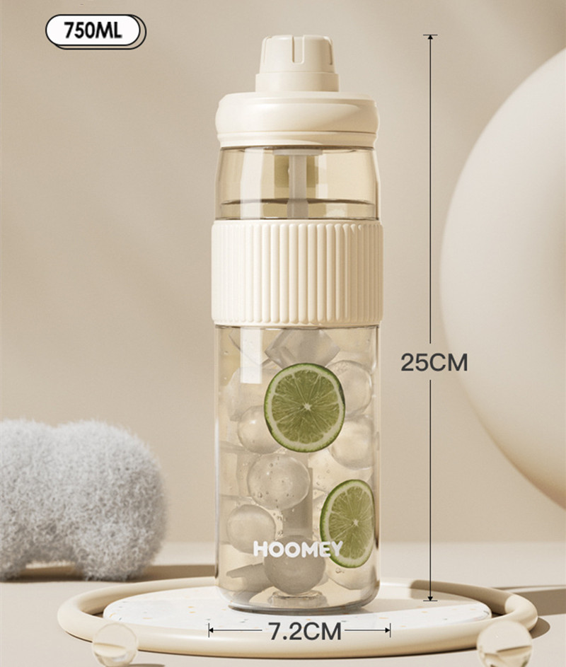 High Quality Tritan Material Water Bottle With Straw Fashion Portable Durable For Outdoor Travel Sports Drink - 750Ml