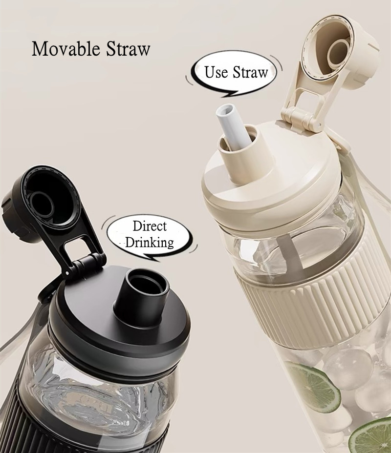 High Quality Tritan Material Water Bottle With Straw Fashion Portable Durable For Outdoor Travel Sports Drink - 750Ml