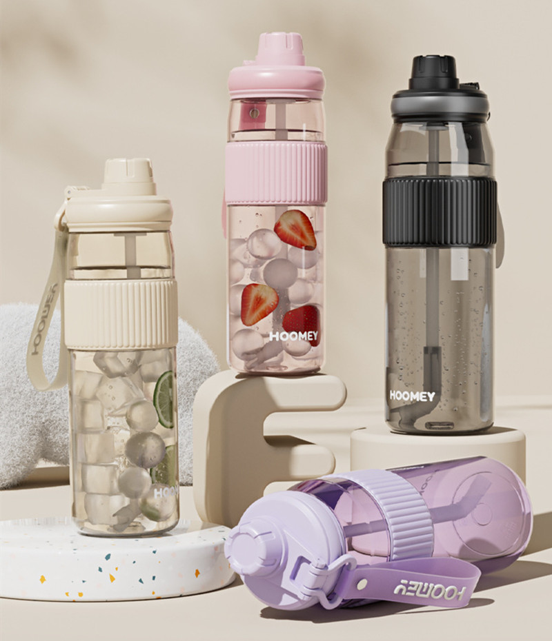 High Quality Tritan Material Water Bottle With Straw Fashion Portable Durable For Outdoor Travel Sports Drink - 750Ml