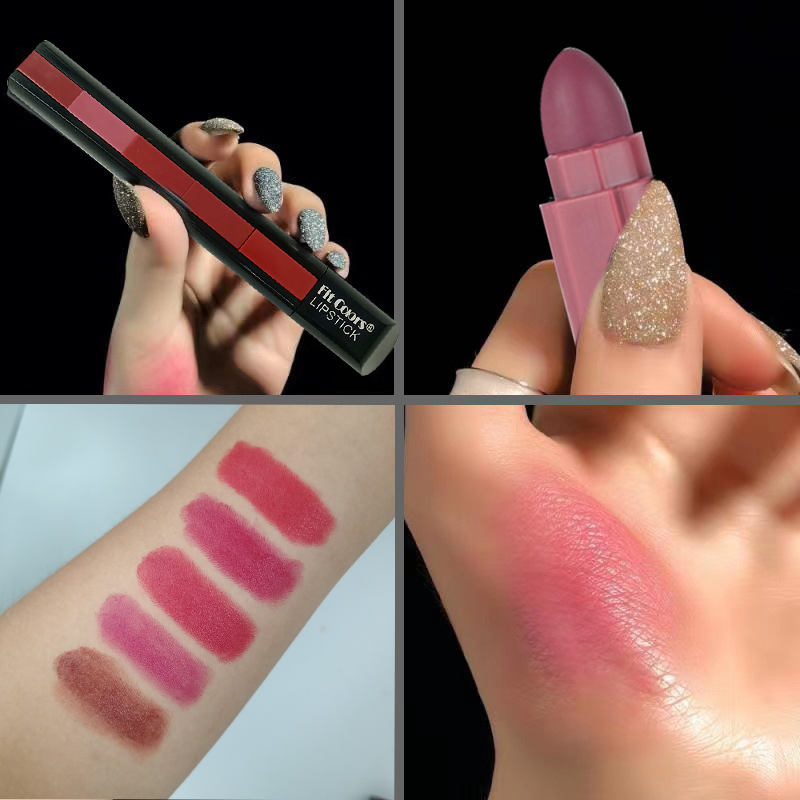 Fit Colors Matte 5 Cores Conjunto de Batom 5 Seções Matte Velvet Look ...
