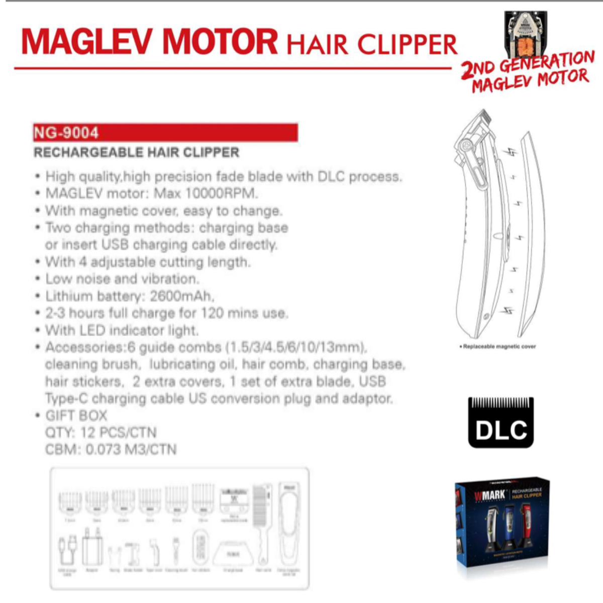 WMARK NG-9004 MAGLEV Motor 10000RPM Clipper De Cabelo Elétrico ...