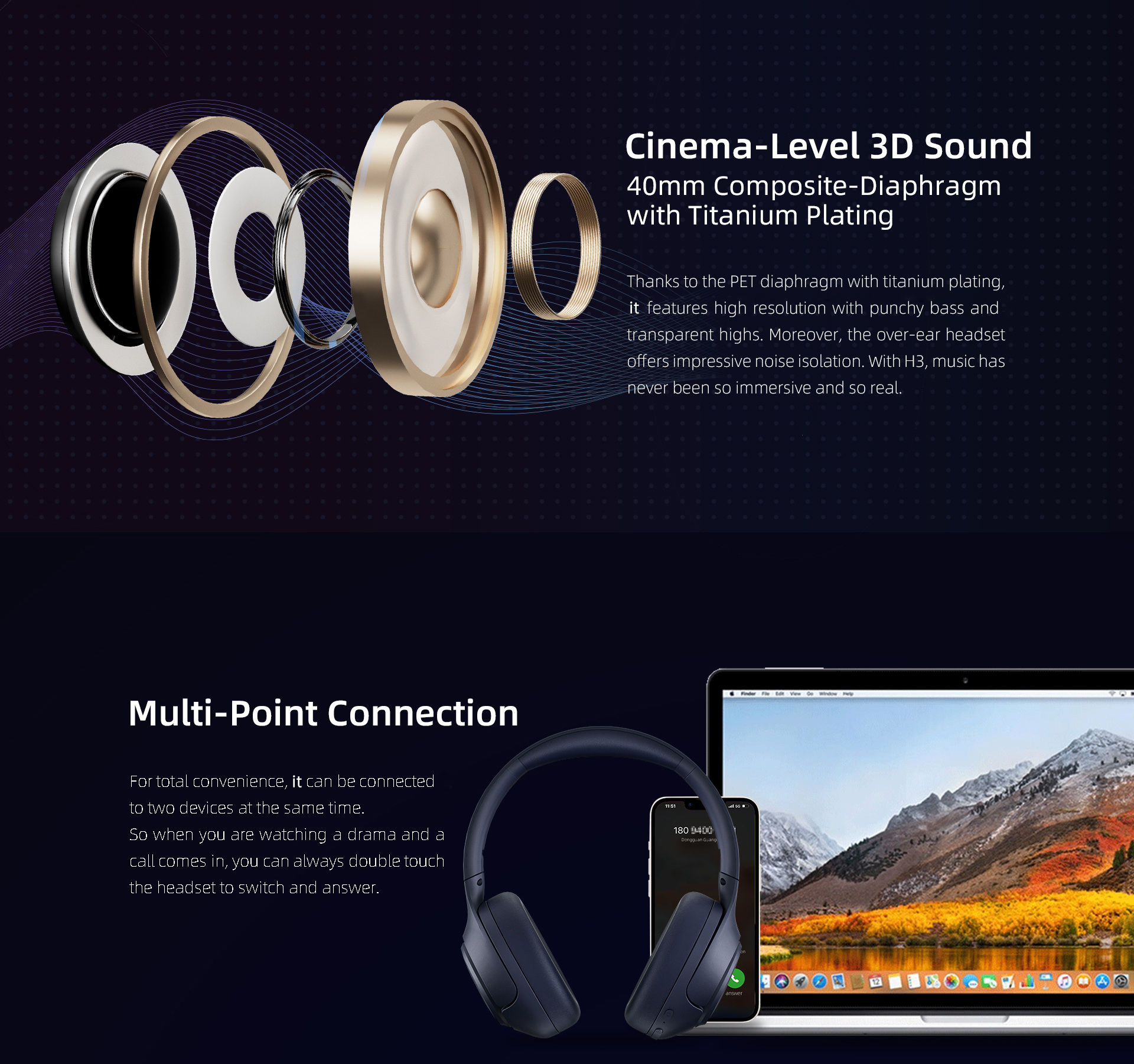 iSuper Sound Comfort ANC Fones De Ouvido Sem Fio , Bluetooth 5.4 ...