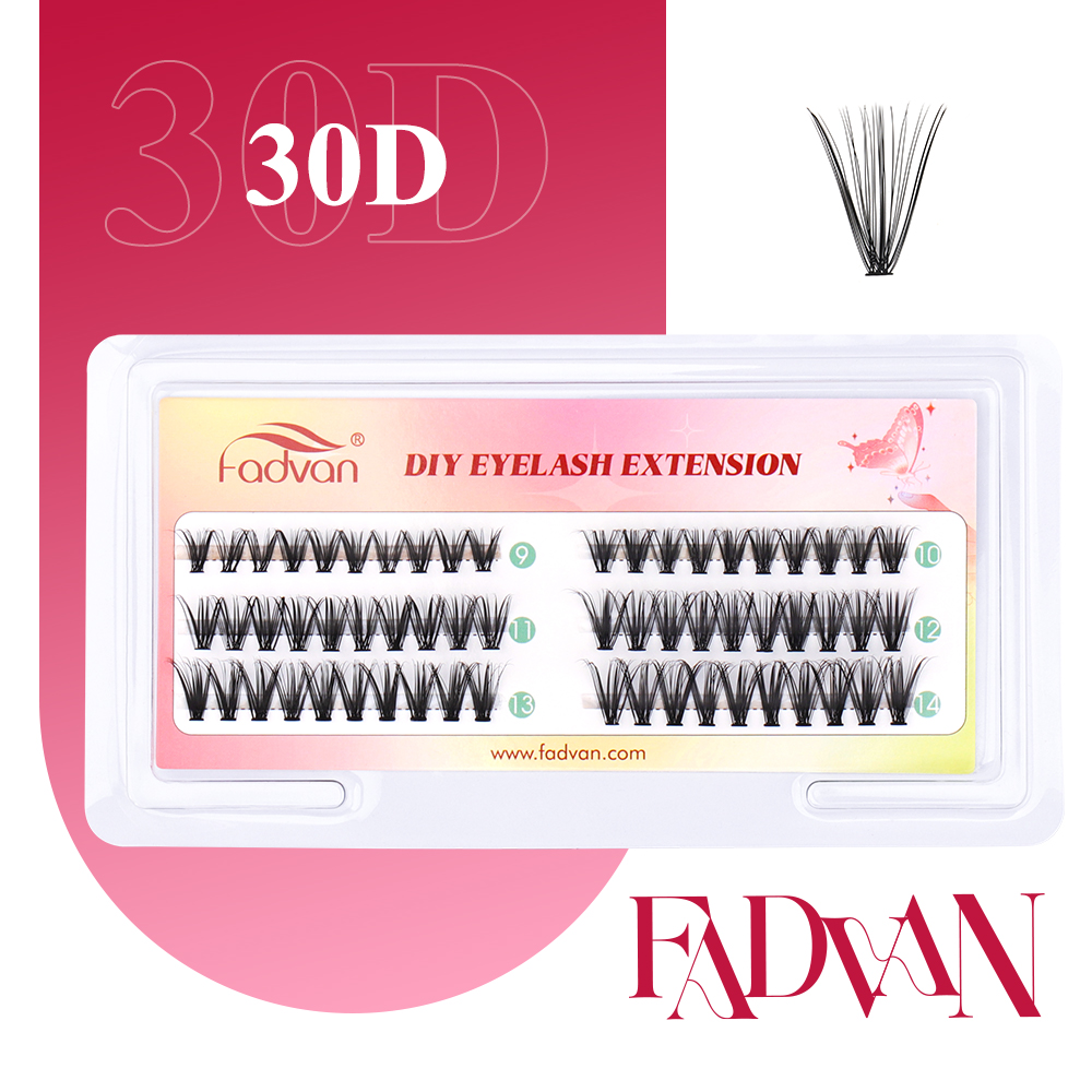 Fadvan Cílios 10D 20D 30D 40D DIY Cluster Fãs Volume Extensão Para Auto ...