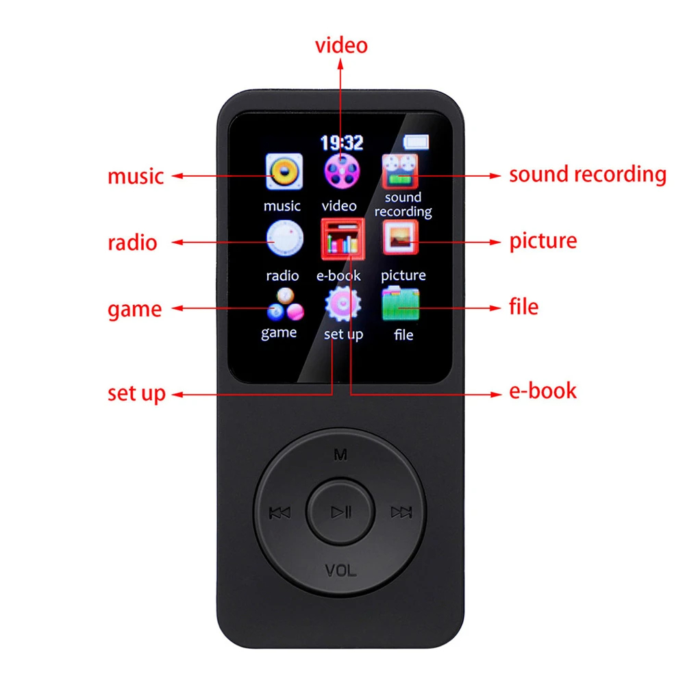 Reprodutor de música portátil Bluetooth 5.4 Mini Mp3 com rádio FM e ...