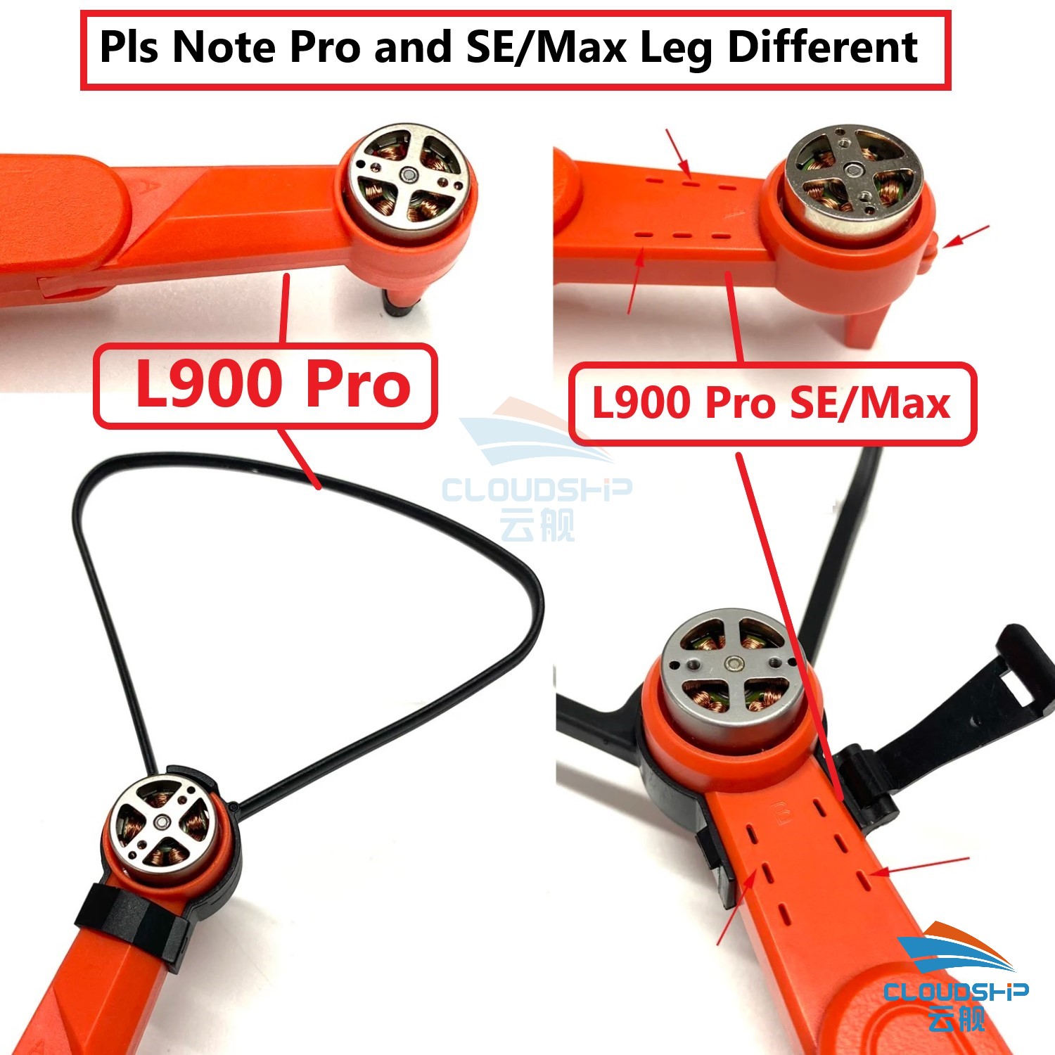 Bras Moteur Pour Drone L900 Pro SE - Avant Noir (type A) - Moteur Brushless 1503