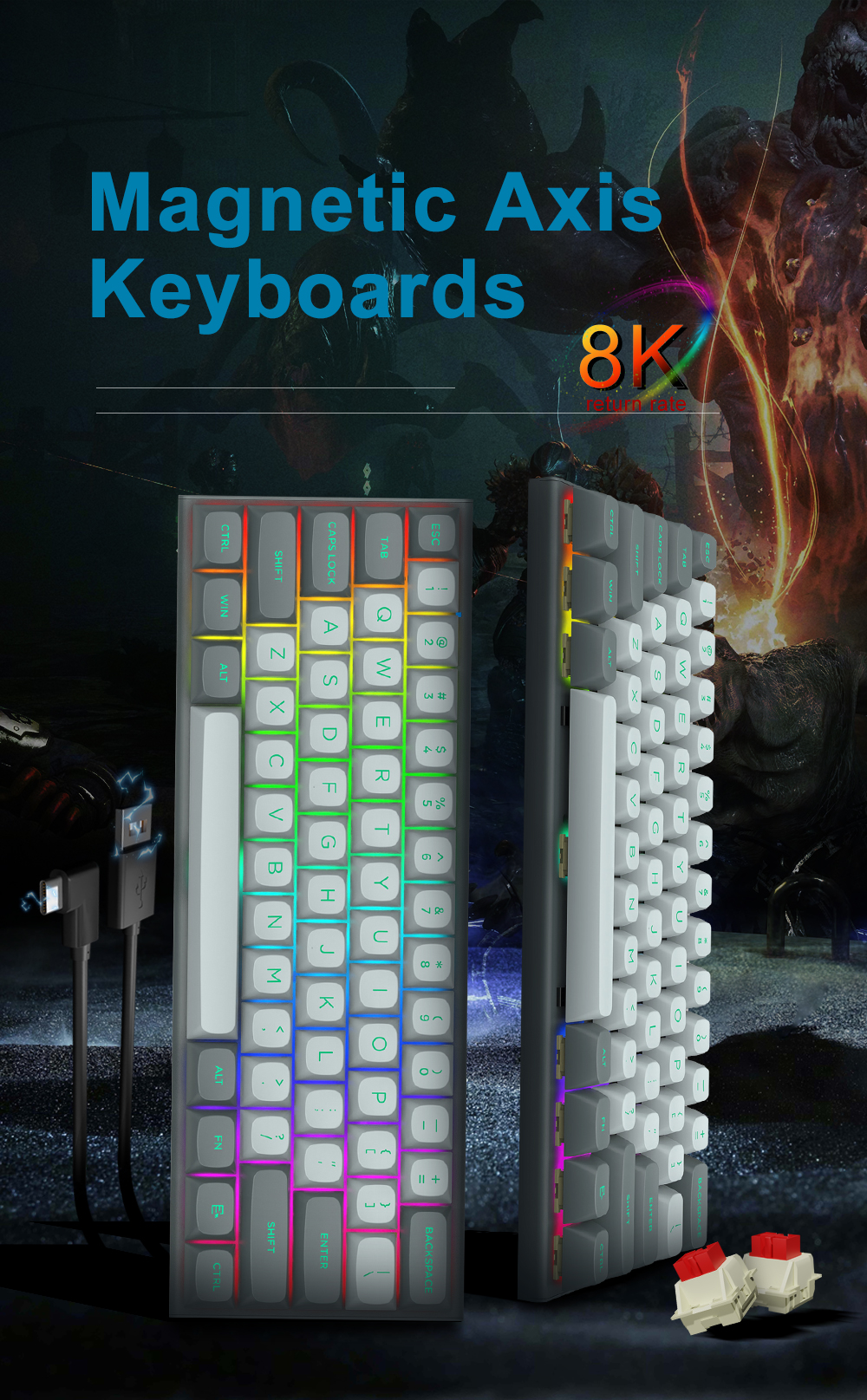 E-YOOSO Hz-61 RGB USB Mini 8K RT Teclado De Jogo Mecânico