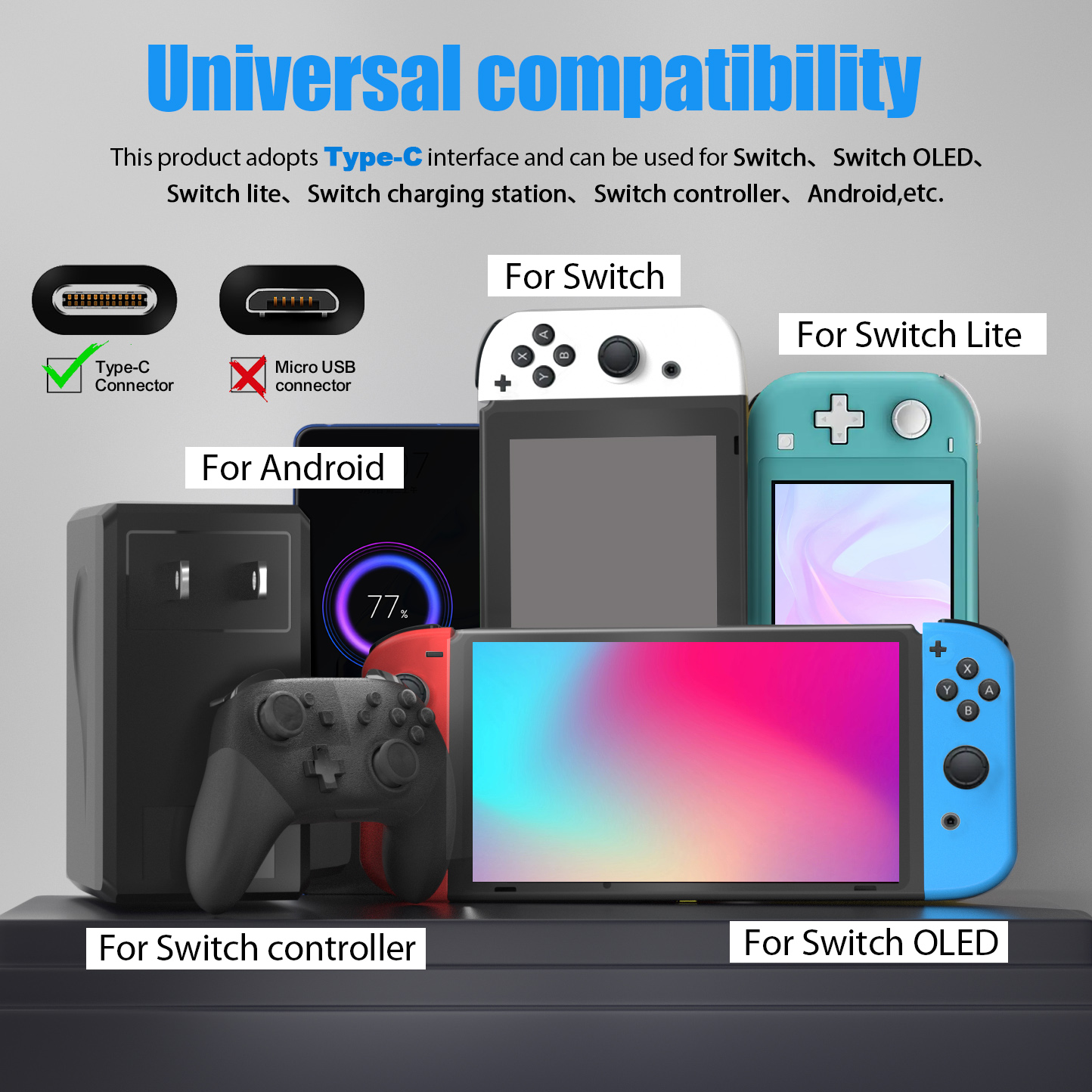 Novo Carregador para Nintendo Switch, Adaptador CA de 45W, Fonte de ...