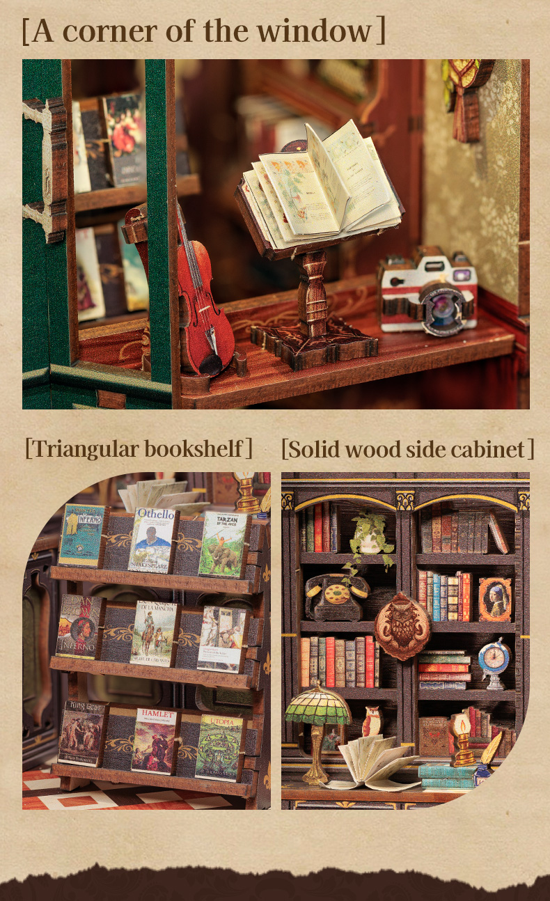 Kit De Construcción 'Book Nook' La Tienda De Verduras - Maqueta De Madera 3D Con Luz LED, Decoración Para Estanterías