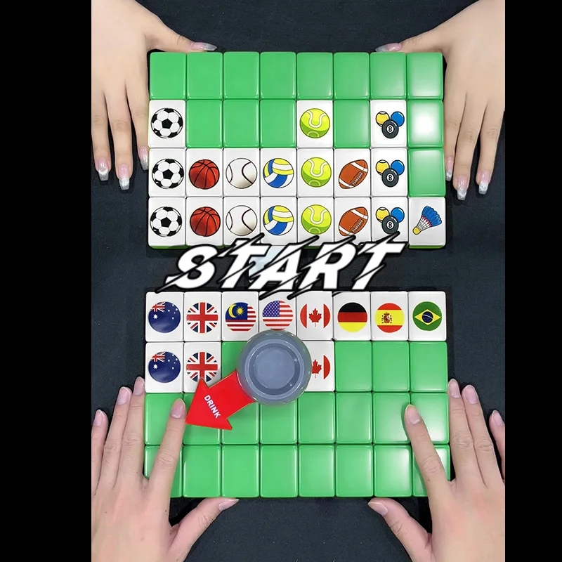Set De Mahjong Portátil De 64 Fichas Con Bandera Nacional - Juego De Mesa Junto Al Mar