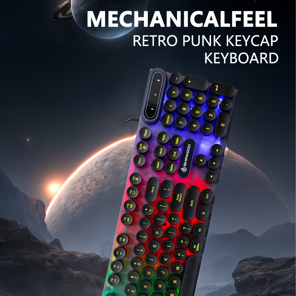 K500 Usb Desktop Gaming Teclado Led Backlit Rainbow Steampunk Botões ...