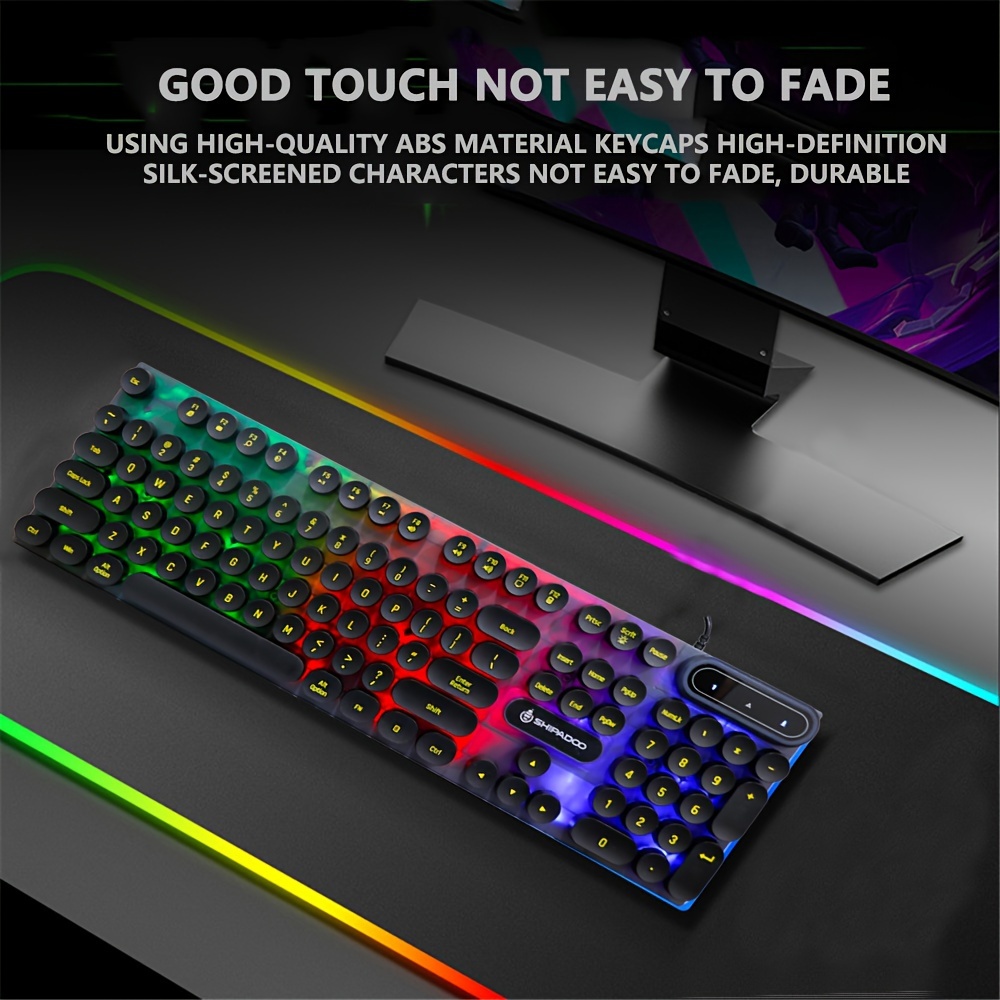 K500 Usb Desktop Gaming Teclado Led Backlit Rainbow Steampunk Botões ...