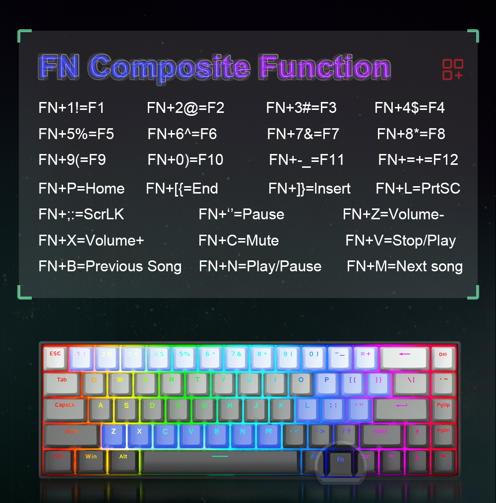 E-YOOSO Hz-68 RGB USB Mini 8K RT Teclado De Jogo Mecânico