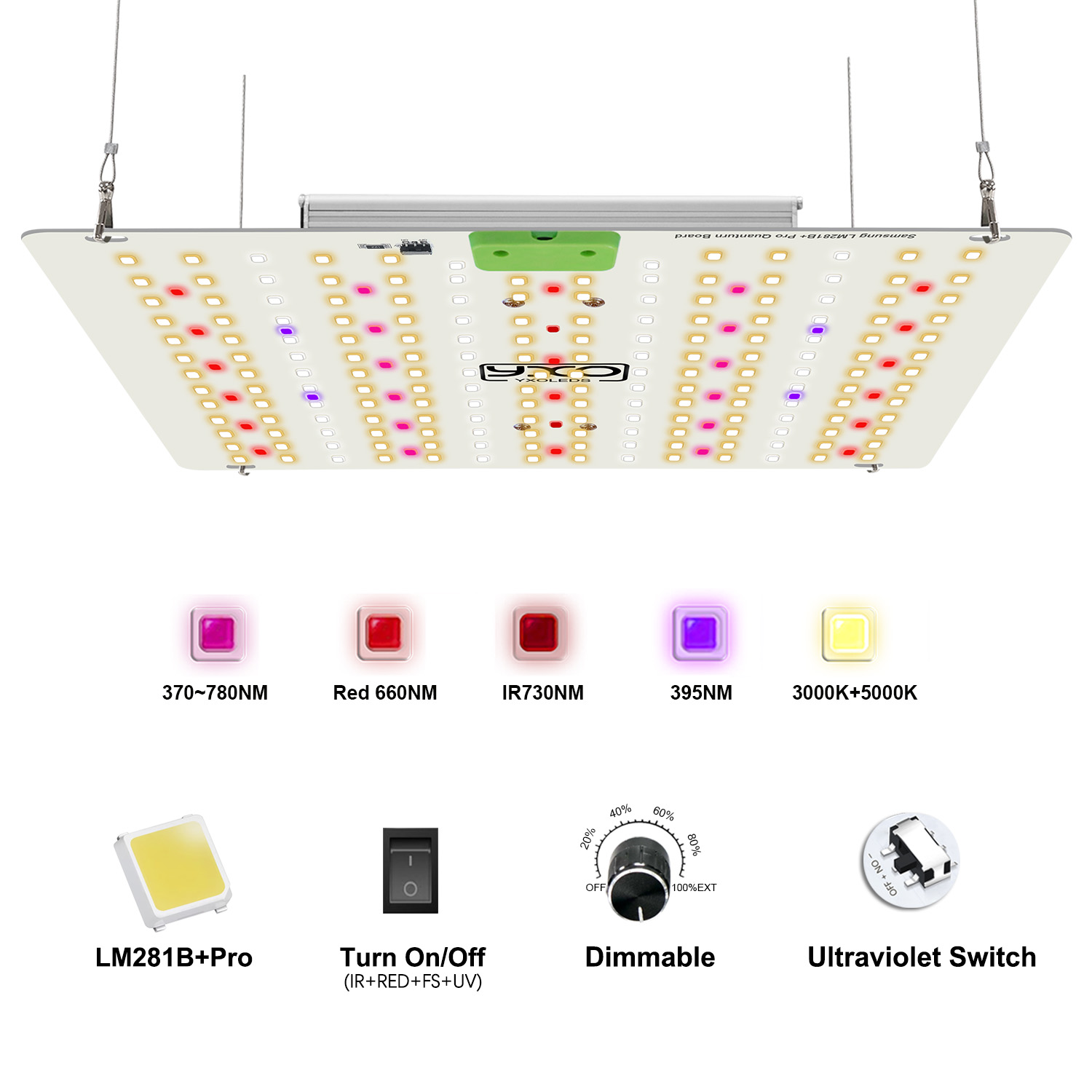 85W SamsungLM281B LED Grow Light 110V 220V Full Spectrum Quantum board ...