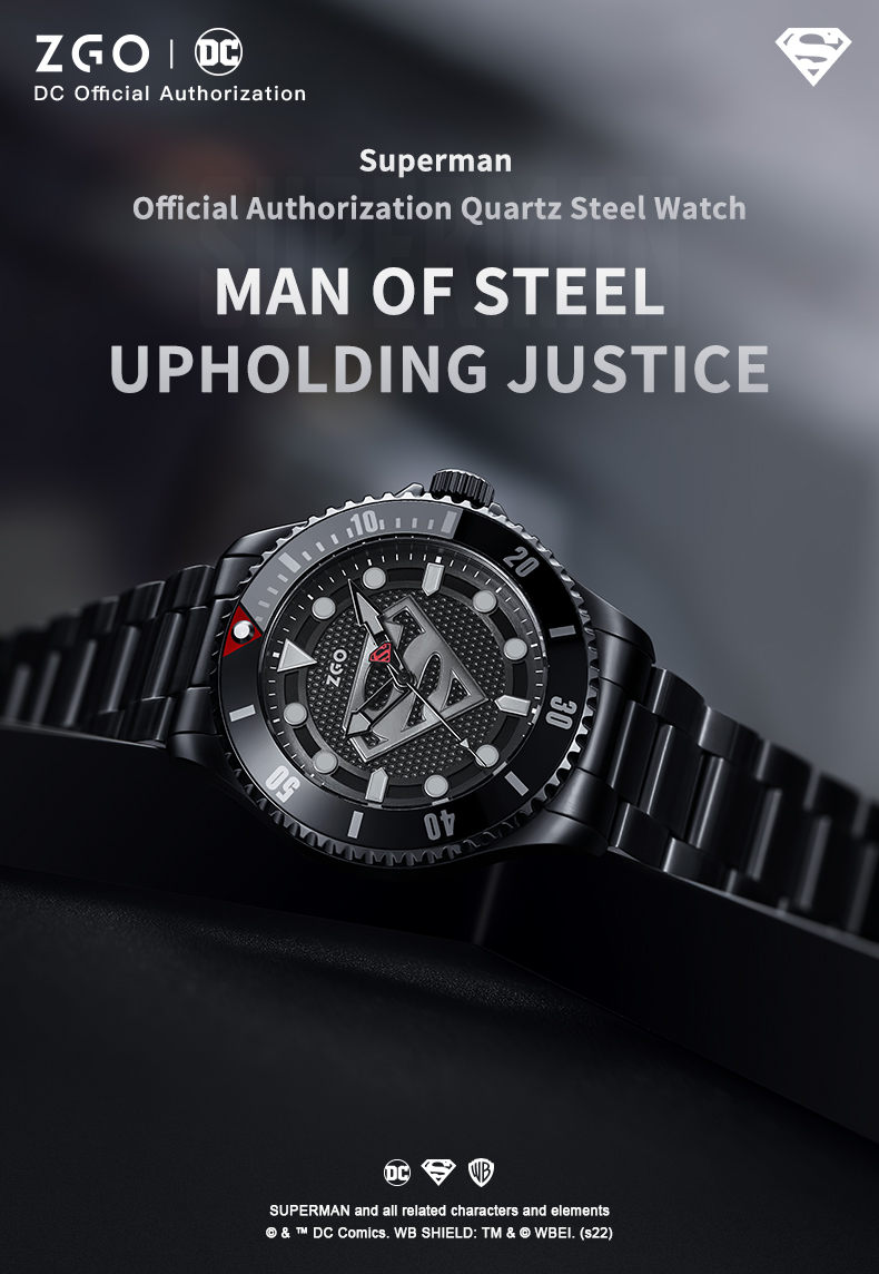 Relógio de quartzo masculino ZGO X Superman. Relógio à prova d