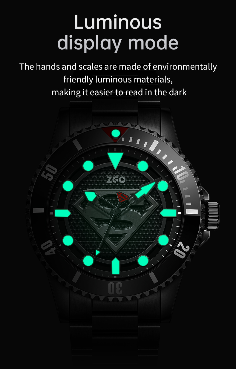 Relógio de quartzo masculino ZGO X Superman. Relógio à prova d