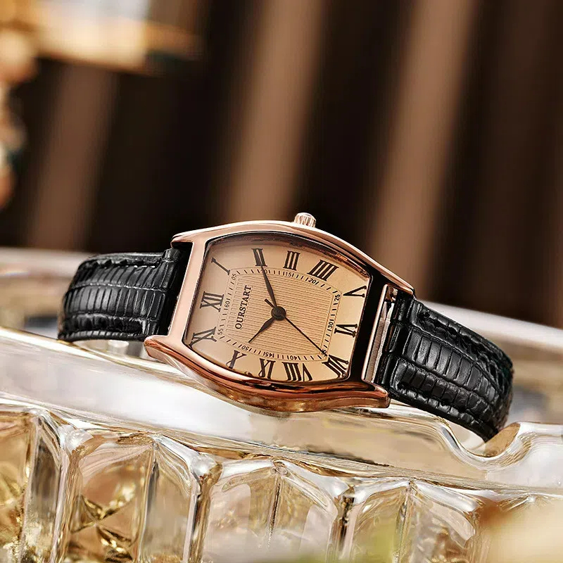 Relógio Feminino Vintage Elegante-Pulseira De Couro E Formato De Barril ...