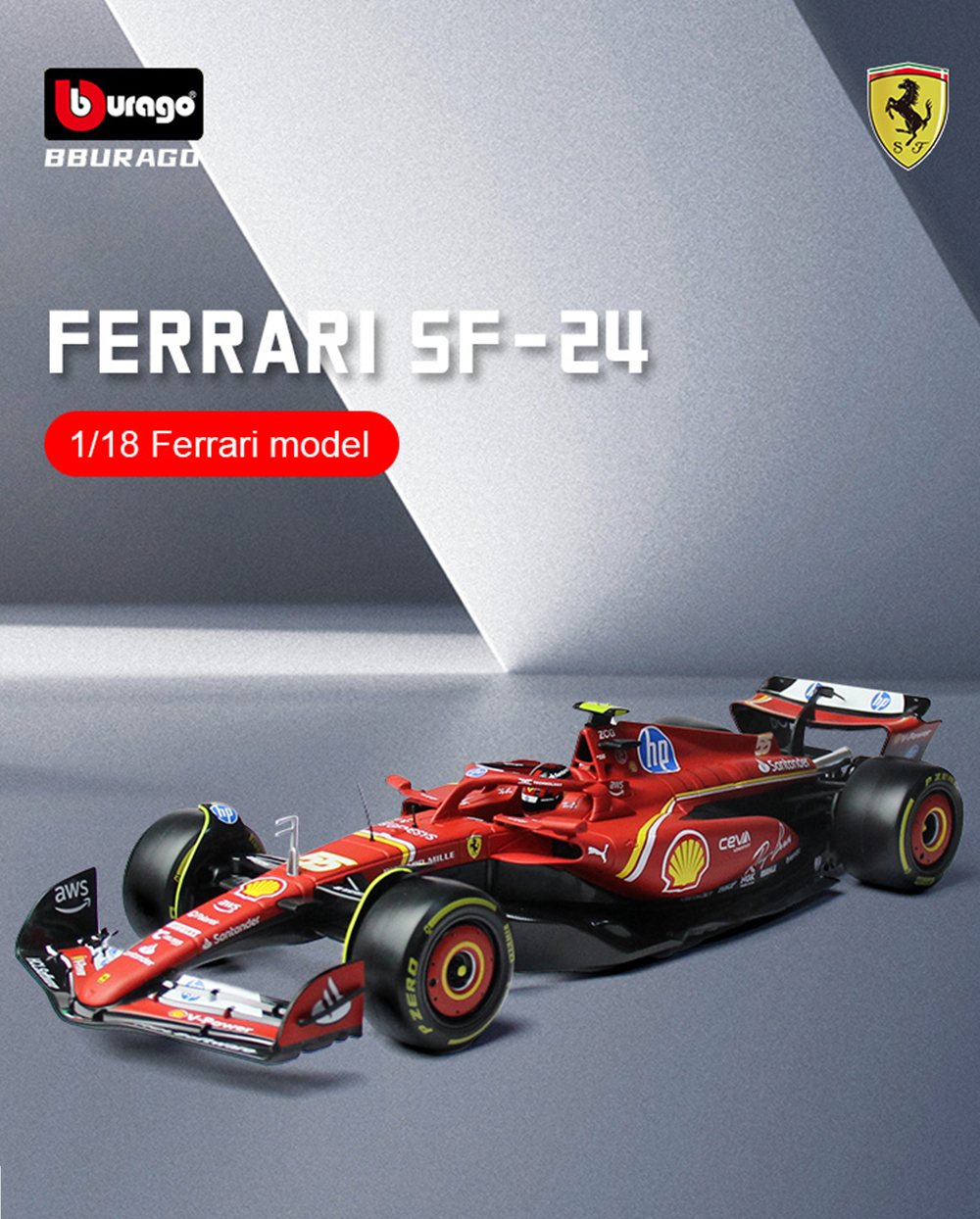 Bburago 1 : 18 2024 F1 Ferrari Miami GP SF24 # 16 Charles