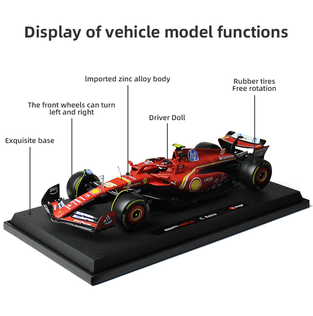 Modèle Réduit Ferrari SF-24 (Carlos Sainz) - Grand Prix De Miami 2024 - Échelle 1/18 Bburago - Neuf