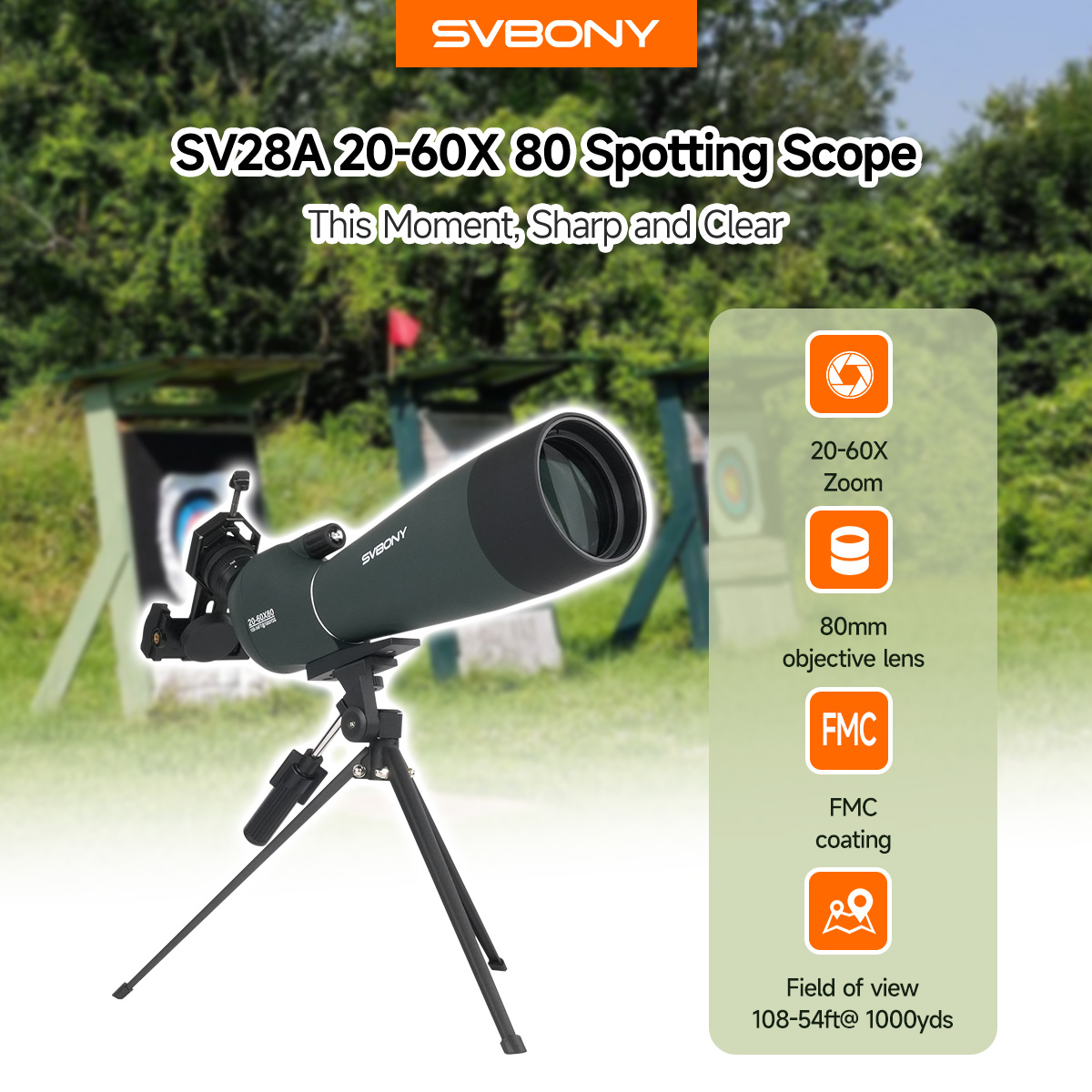 Svbony SV28A Spotting Scopes FMC Revestimento Multicamadas Adequado ...