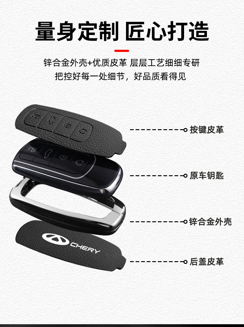 Liga De Zinco + Couro Caso Chave Do Carro Capa Para Chery Tiggo 8 Pro ...