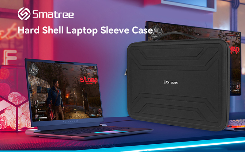 Smatree Eva Laptop Waterdichte Harde Schaalkoffer, Zakelijke Draagbare Aktetas, Zwart 14 inch, L