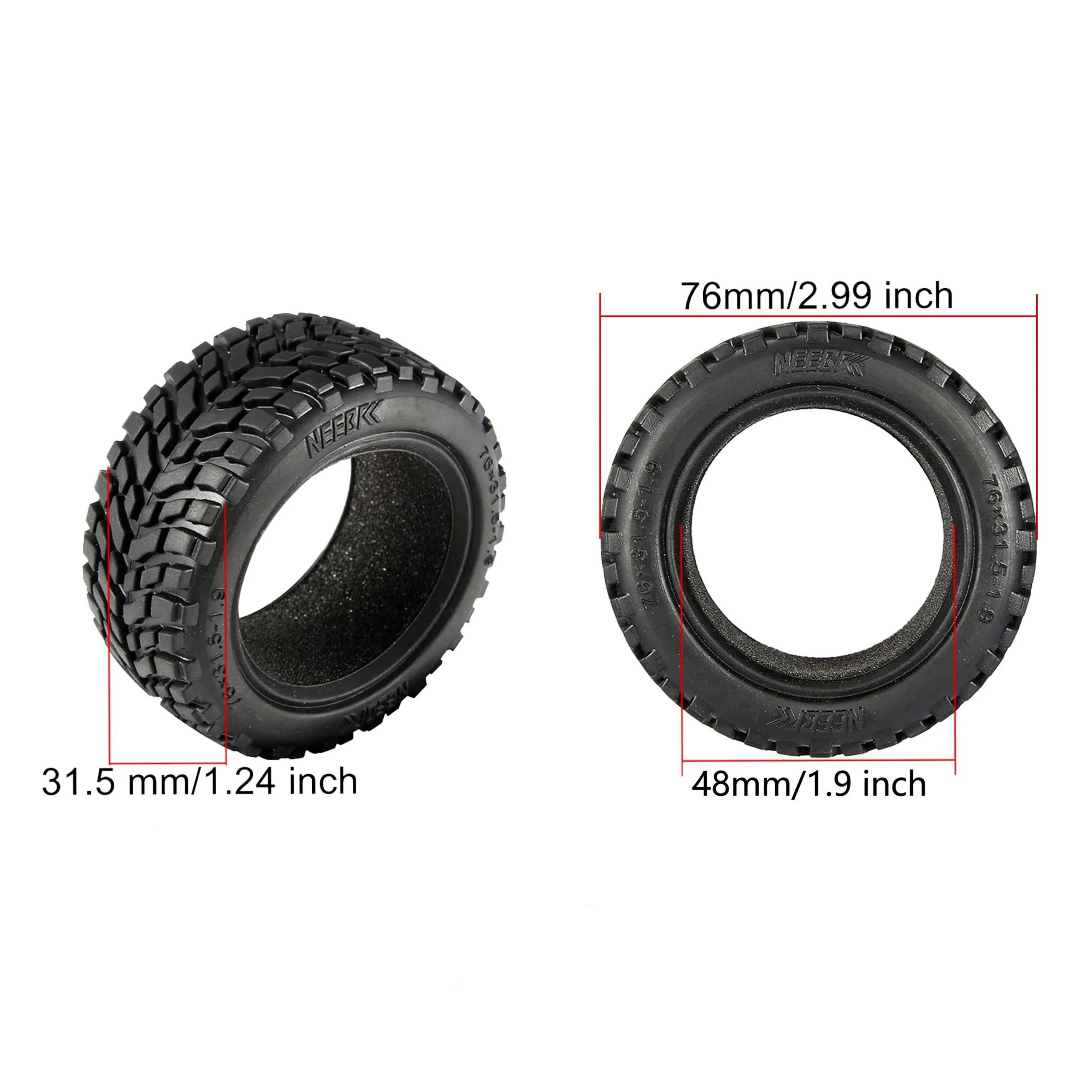 NEEBRC 4 Peças 75mm 1.9 Polegadas 1/10 RC Carro Pneu De Borracha Roda ...