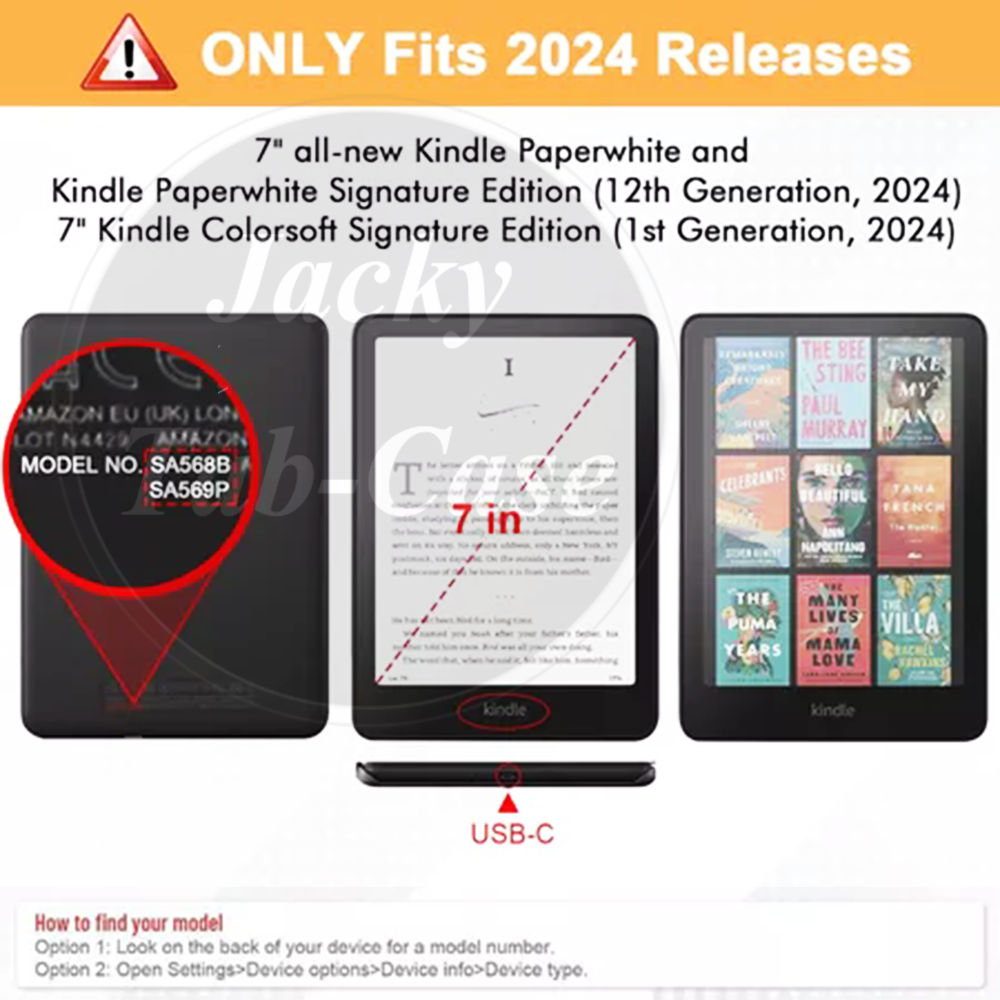 Étui Pliable 360° Pour Kindle Paperwhite 7 (2024) - Modèles SA568B/SA569P - Léger, Protection