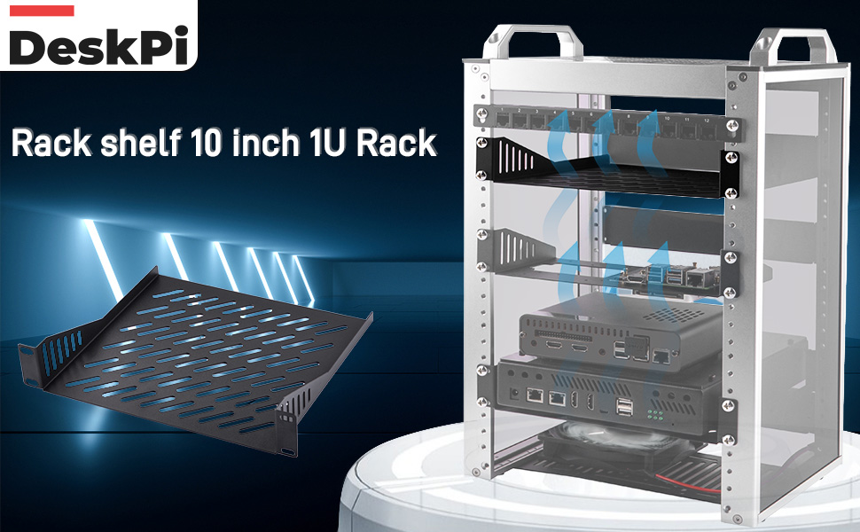 Prateleira De Rack De Acessórios DeskPi RackMate 1U De 10 Polegadas ...