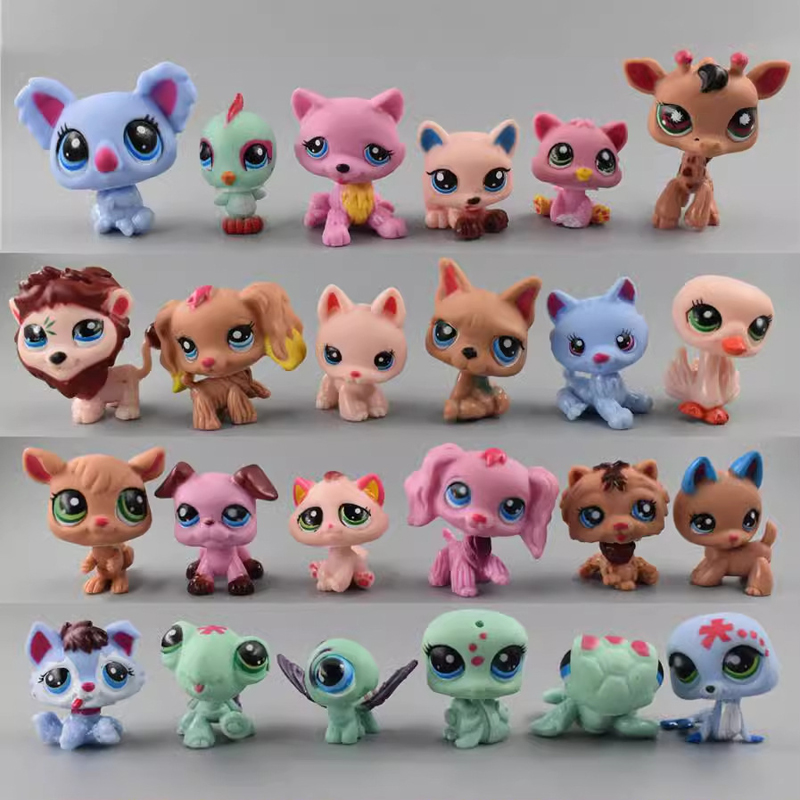 24 Pçs/Set 3-5cm LPS Littlest Pet Shop Stand Pequeno Cabelo Curto Gato ...