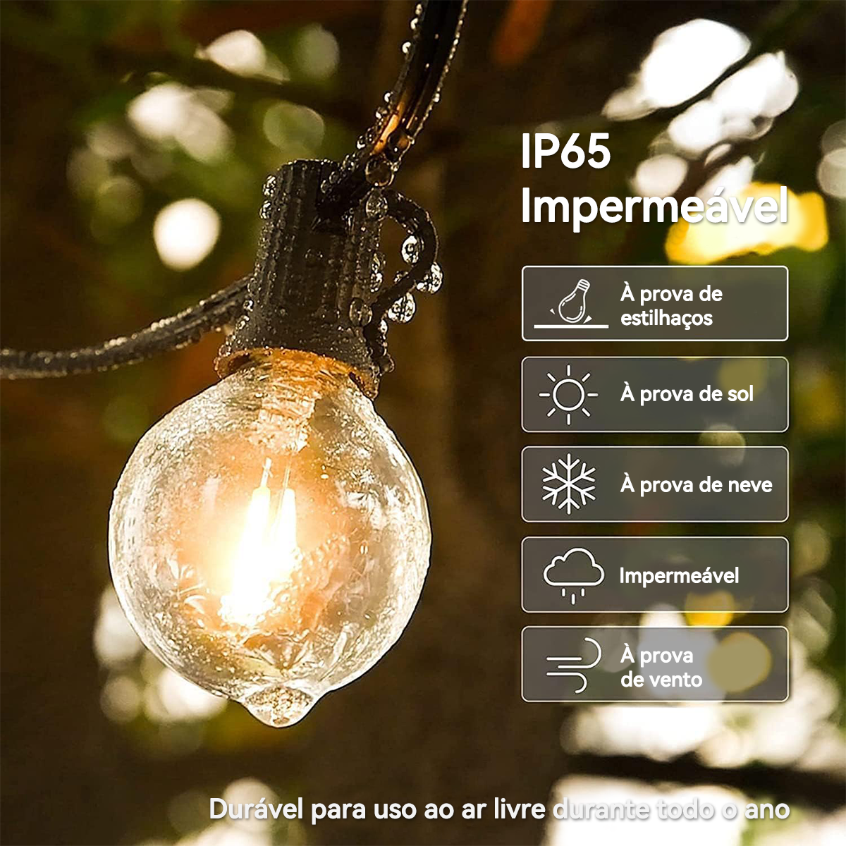 【G40 Inquebrável Cordão De Luz Iluminação】Área Externa 16.75M 45 ...