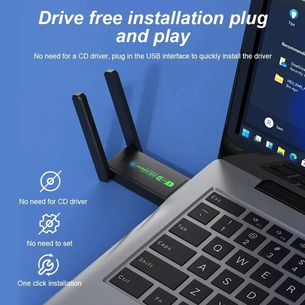 Adattatore WiFi USB 3.0 1300Mbps Scheda di Rete Dual Band 2.4G/5GHz