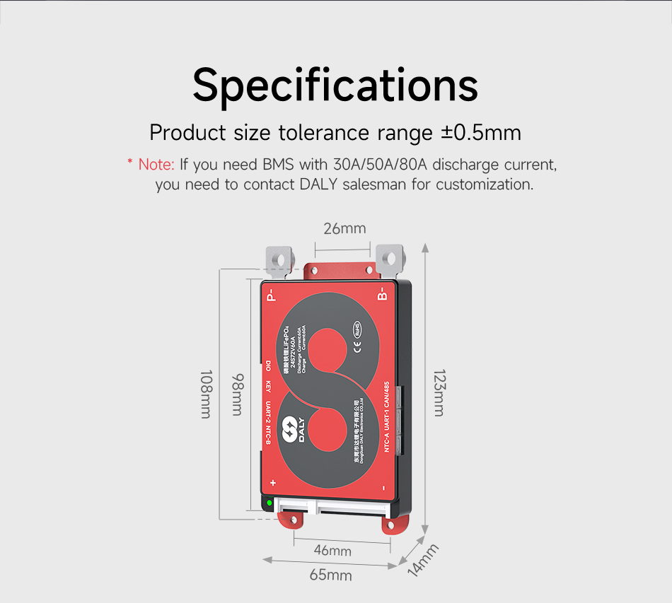 Bms Per Auto Camper BMS Daly Per Batterie LiFePo4 - Modelli 4S 12V, 8S 24V, 16S 48V, Corrente 100A-250A, Con Bilanciamento E Modulo Bluetooth BMS Batteria Litio 100A Con Bluetooth - Foto 9