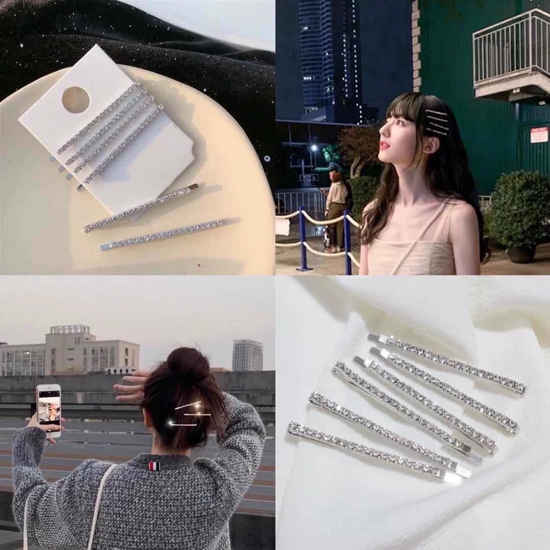 Grampo De Cabelo De Metal Coreano – Com Borda De Diamante Para Mulheres ...