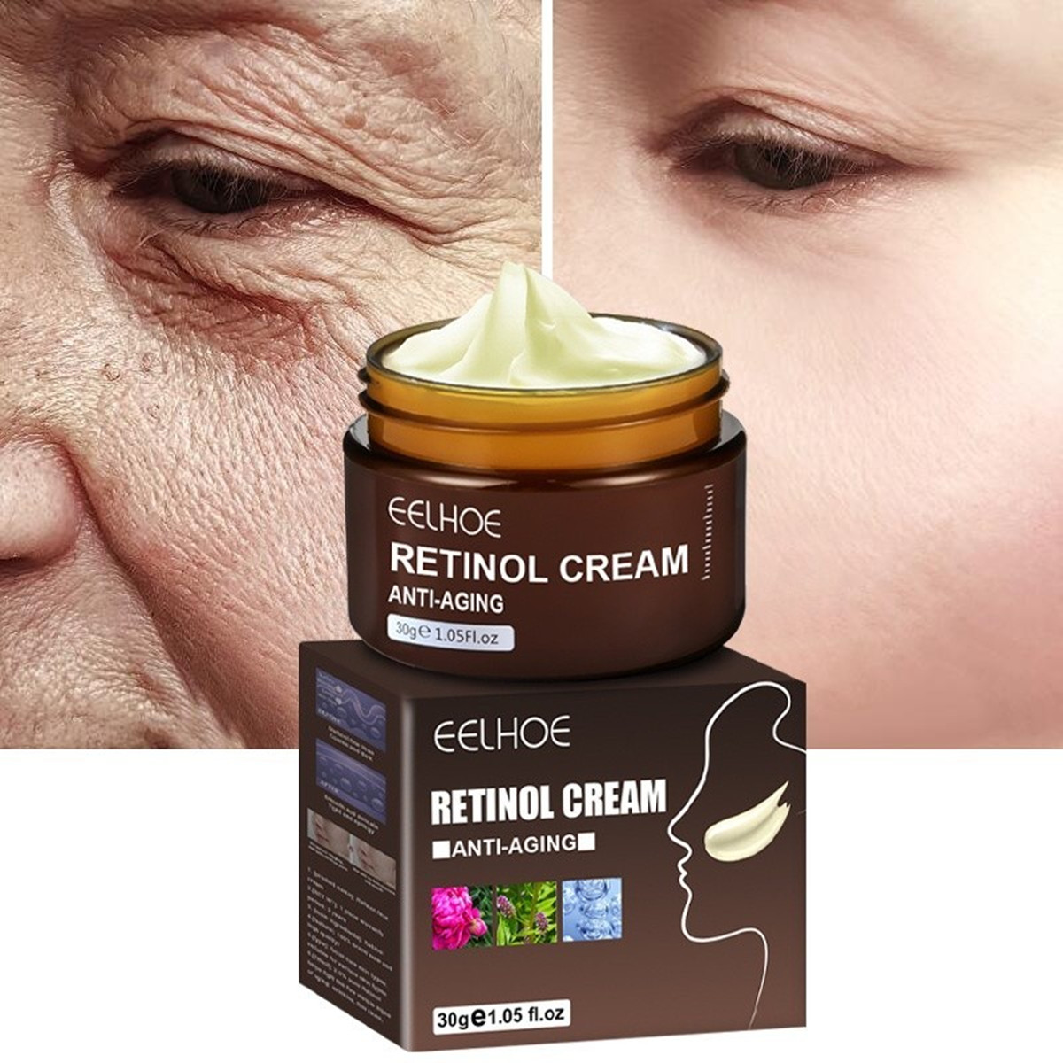 Novo Creme de Retinol para Rugas, Creme Facial Anti-Idade com Retinol ...