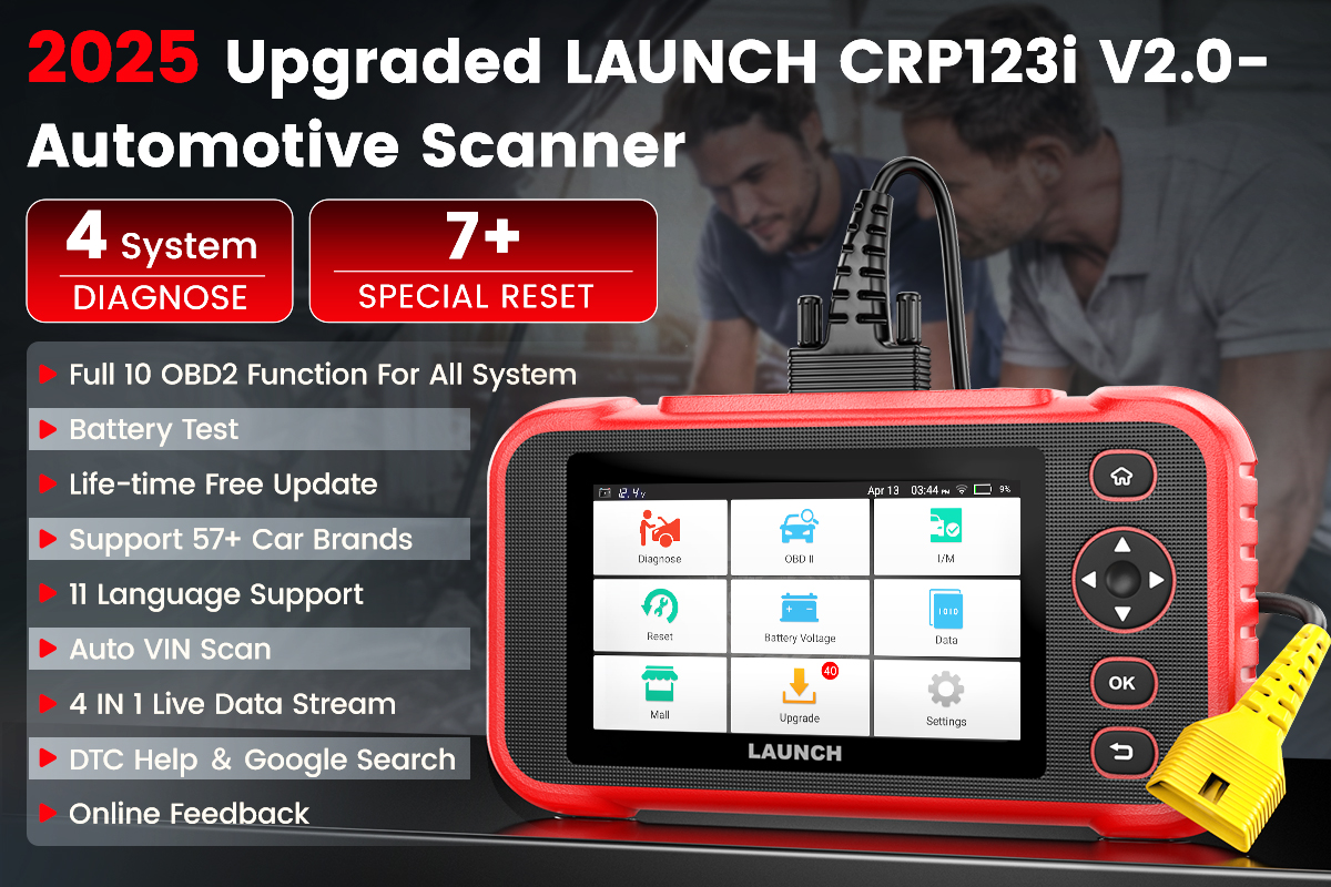 LAUNCH CRP123I V2.0 OBD2 Diagnostica Auto, 4 Sistemi OBD2 Diagnostico per ABS SRS Trasmissione Motore, Scanner di Codici con Olio/EPB/DPF/SAS/BAS/BMS/Ripristino Acceleratore, Test della Batteria