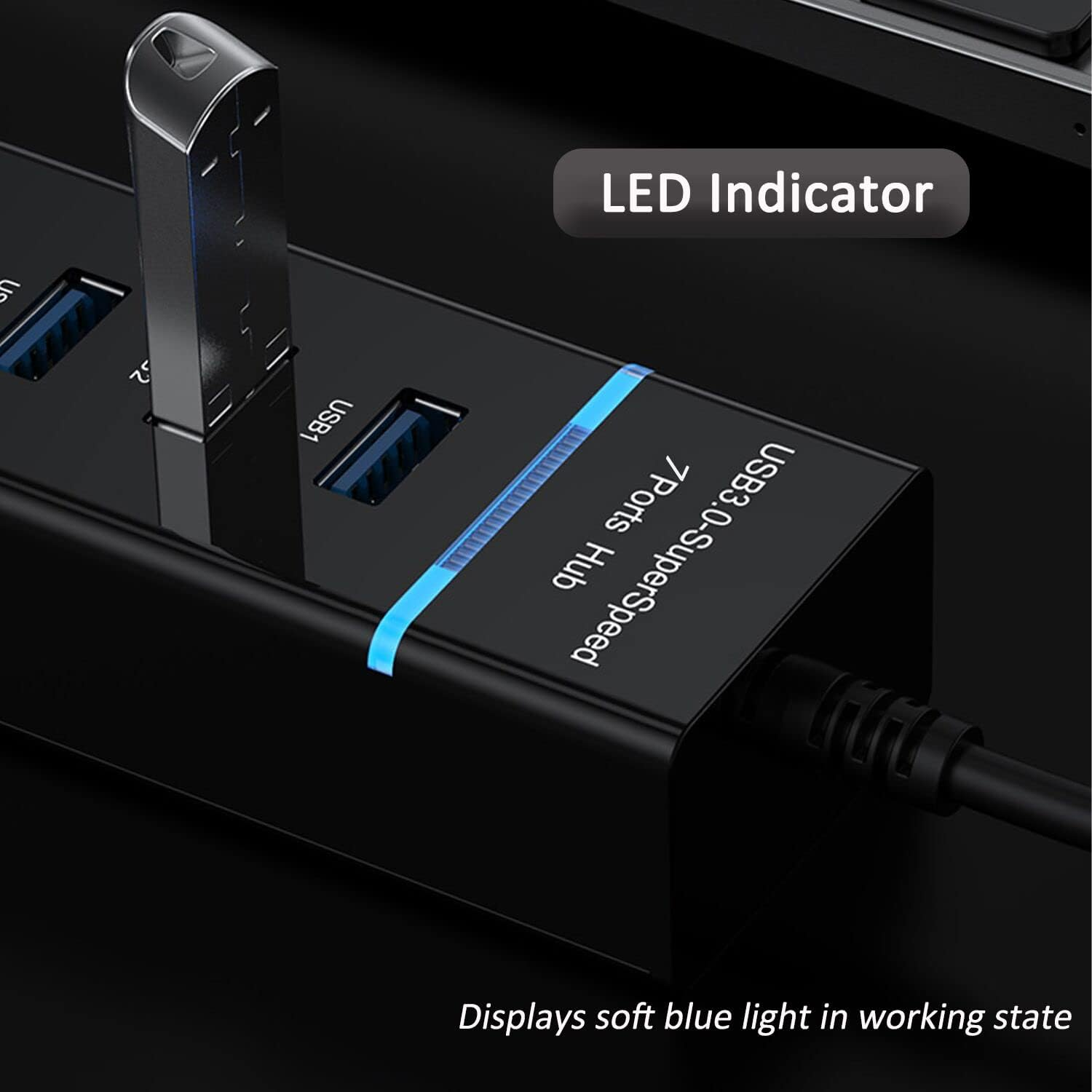 Novo Hub USB 3.0 de Alta Velocidade com 4 Portas e Indicador LED Branco ...