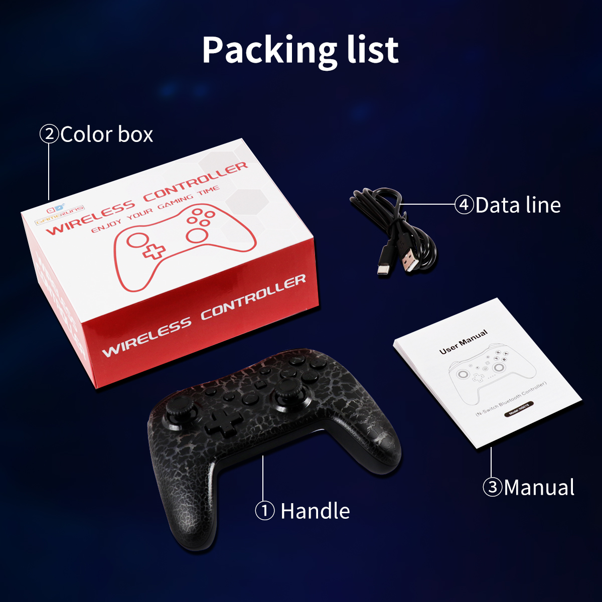 Giroscópio De Seis Eixos Dupla Vibração RGB Gamepad Sem Fio LED CRACK ...