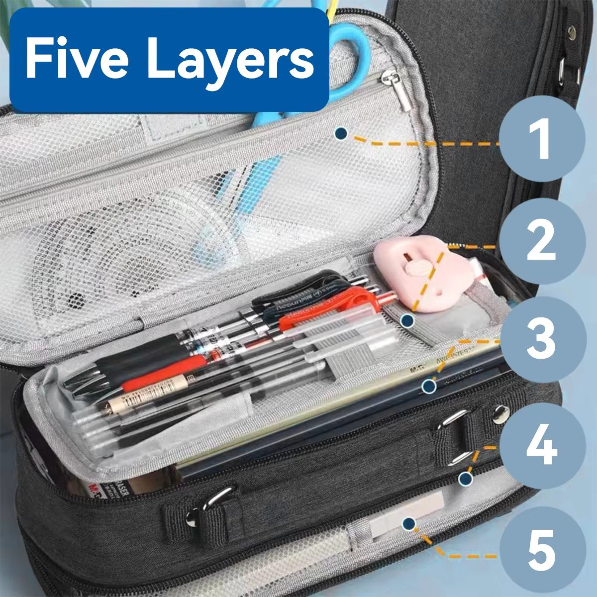 Kit 4 Bolsas Para Fichário 1InTheOffice - Transparentes Com Zíper 25x20cm