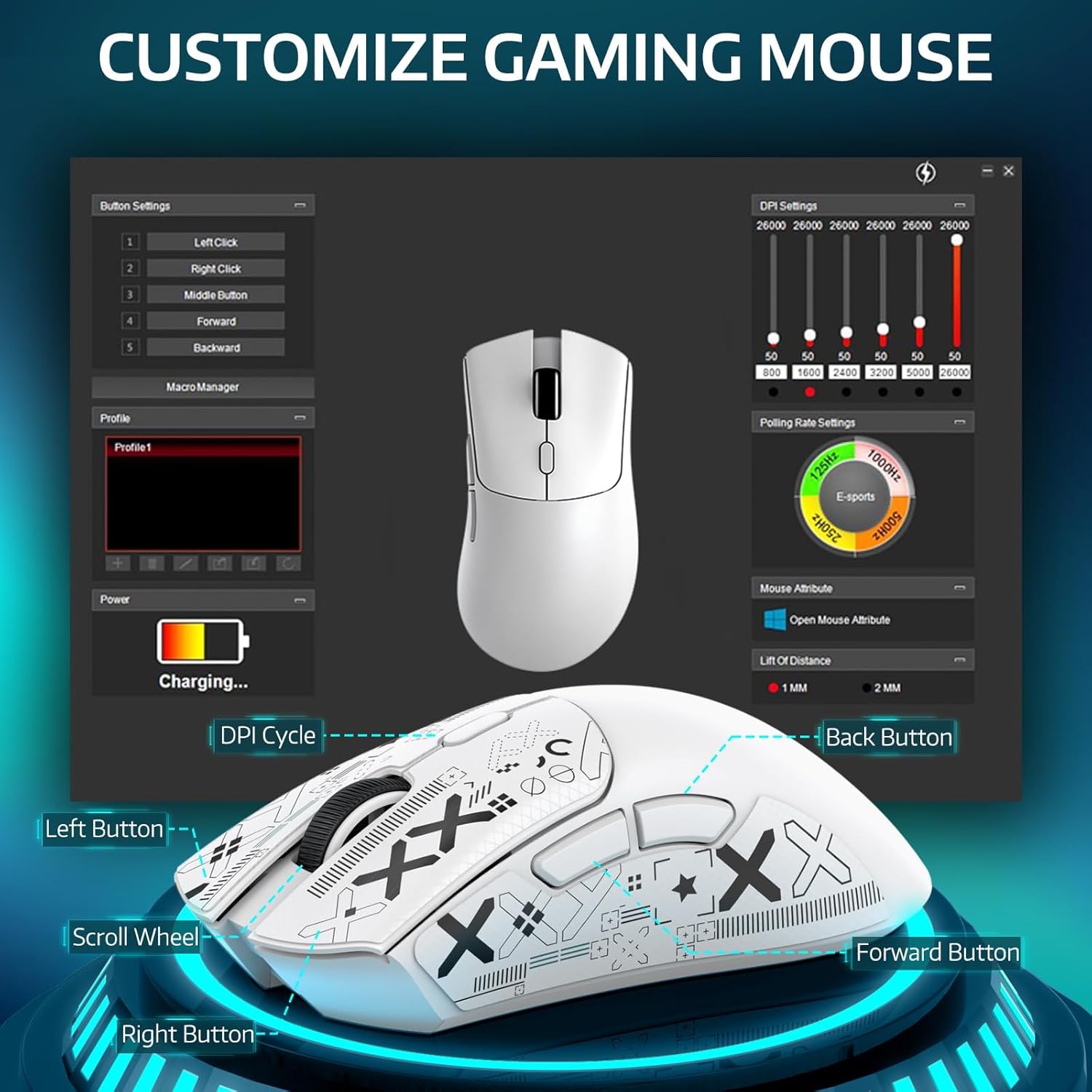 Attack Shark R1 Mouse with PAW3311 Sensor Three-mode Wireless Bluetooth ...