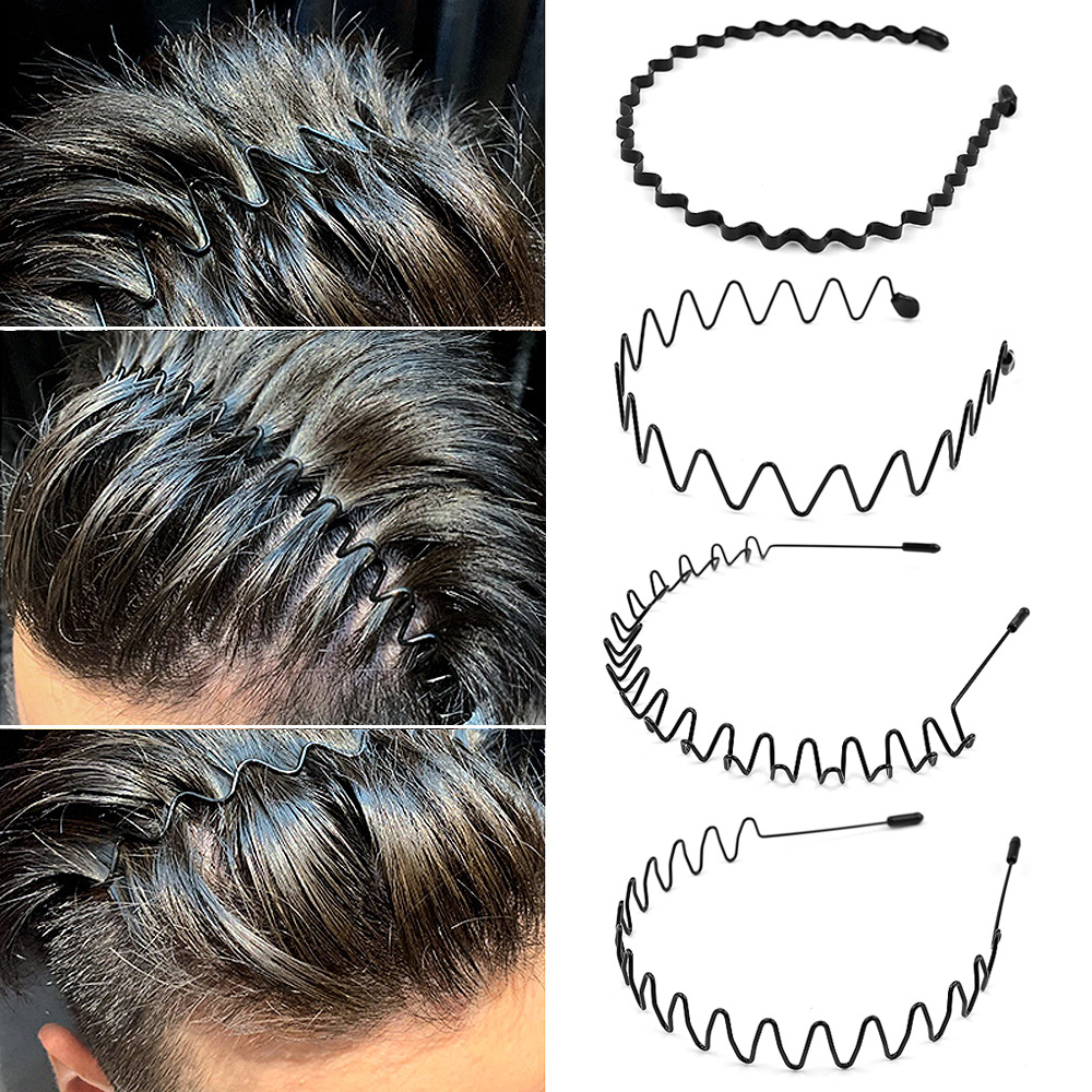 2 Peças Tiaras Onduladas Para Homens-Aro De Metal Com Mola Cruzada ...