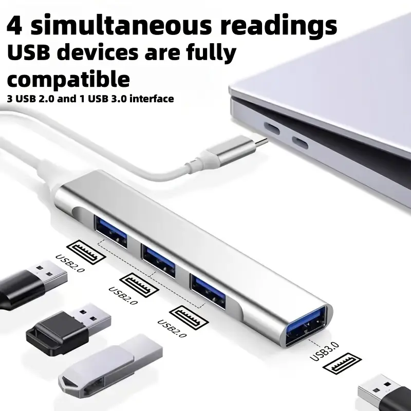 Adaptador HUB Tipo C 4 em 1 de alta velocidade para transferência de ...