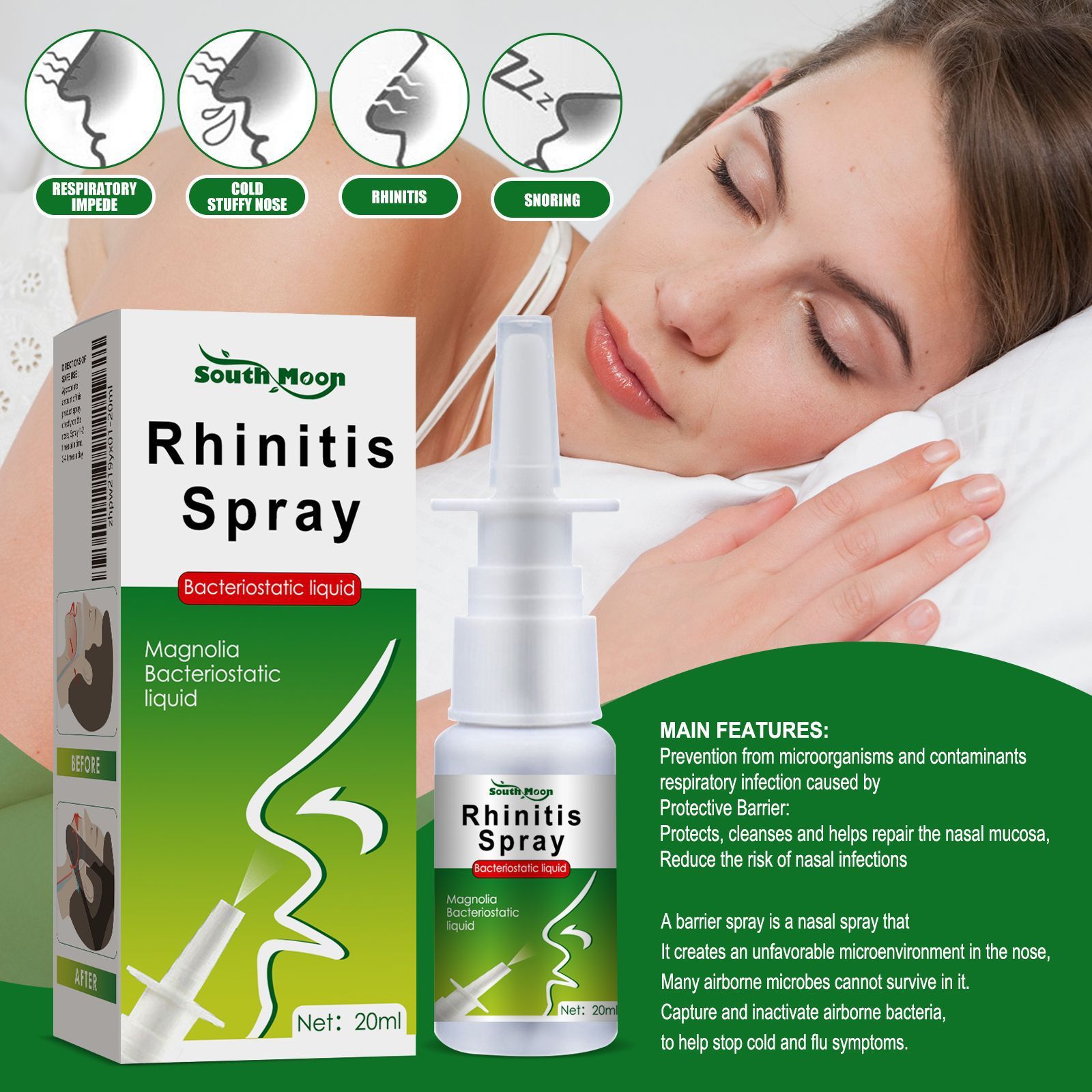 20ml Sprays Nasais Anti Ronco Rinite Crônica Sinusite Spray Alérgica ...